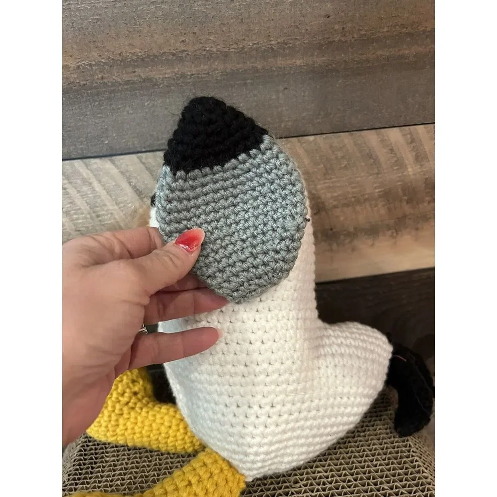Seagull Toy‎ Handmade Crochet Blue Yellow Grey